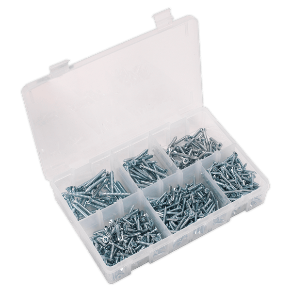 Sealey Screws & Fixings 510pc Zinc Plated Self-Tapping Countersunk Pozi Screw Assortment - DIN 7982-AB062STCS 5054511053425 AB062STCS - Buy Direct from Spare and Square