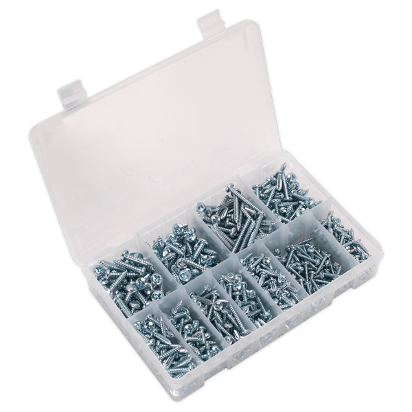 Sealey Screws & Fixings 700pc Self-Tapping Pan Head Pozi Screw Assortment - DIN 7981CZ-AB063STPH 5054511053432 AB063STPH - Buy Direct from Spare and Square
