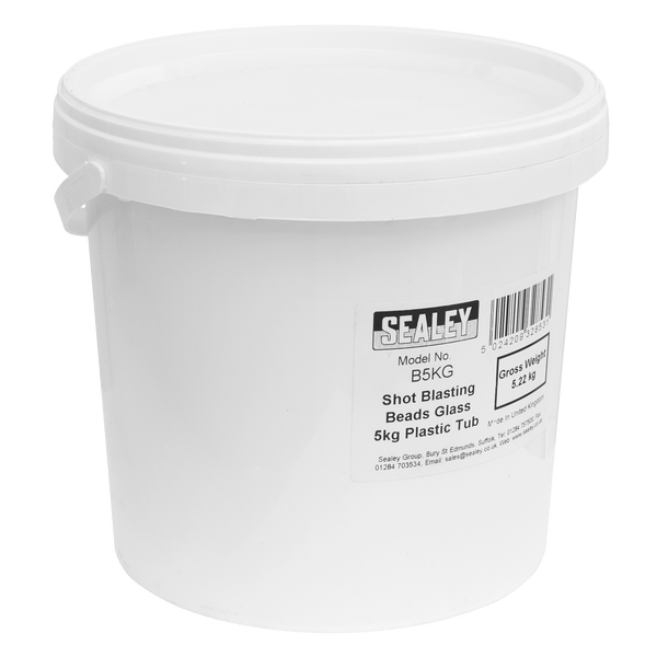 Sealey Shot Blasting 5kg Tub Shot Blasting Beads - Glass-B5KG 5024209328531 B5KG - Buy Direct from Spare and Square