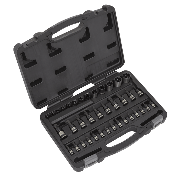 Sealey Socket & Bit Sets 38pc 1/4", 3/8" & 1/2"Sq Drive TRX-Star* Socket & Security Socket Bit Set - Black Series-AK6197B 5054511683608 AK6197B - Buy Direct from Spare and Square