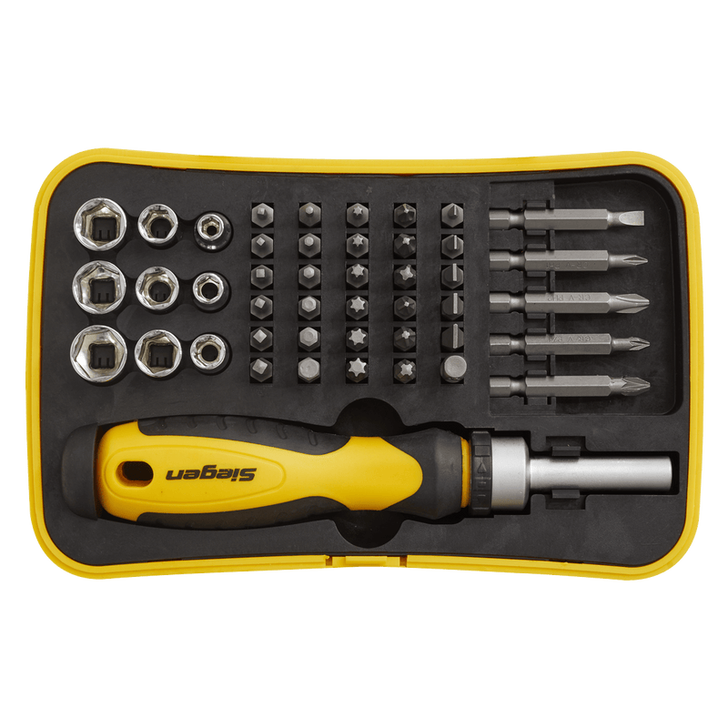 Sealey Socket & Bit Sets 45pc Ratchet Screwdriver Socket & Bit Set-S0979 5051747727540 S0979 - Buy Direct from Spare and Square