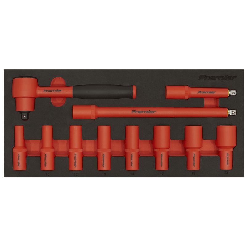 Sealey Socket Sets 11pc 3/8"Sq Drive Insulated Socket Set with Tool Tray - VDE Approved-TBTE01 5054630244568 TBTE01 - Buy Direct from Spare and Square