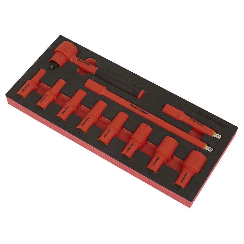 Sealey Socket Sets 11pc 3/8"Sq Drive Insulated Socket Set with Tool Tray - VDE Approved-TBTE01 5054630244568 TBTE01 - Buy Direct from Spare and Square