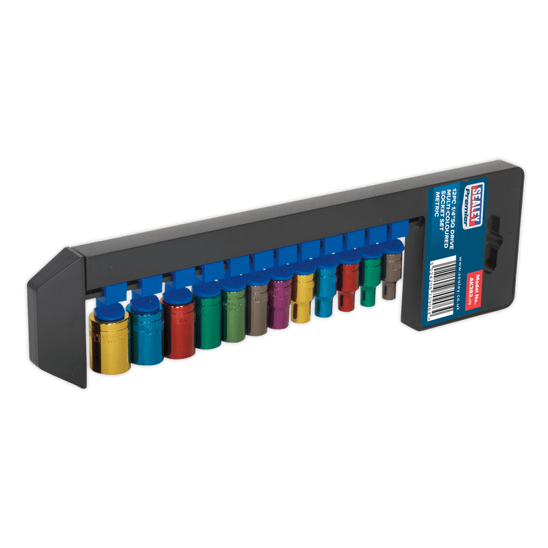 Sealey Socket Sets 12pc 1/4"Sq Drive Multi-Coloured Socket Set-AK282 5024209709064 AK282 - Buy Direct from Spare and Square