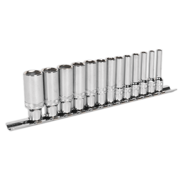 Sealey Socket Sets 13pc 1/4"Sq Drive Deep Lock-On™ Socket Set-AK2747 5054511117479 AK2747 - Buy Direct from Spare and Square