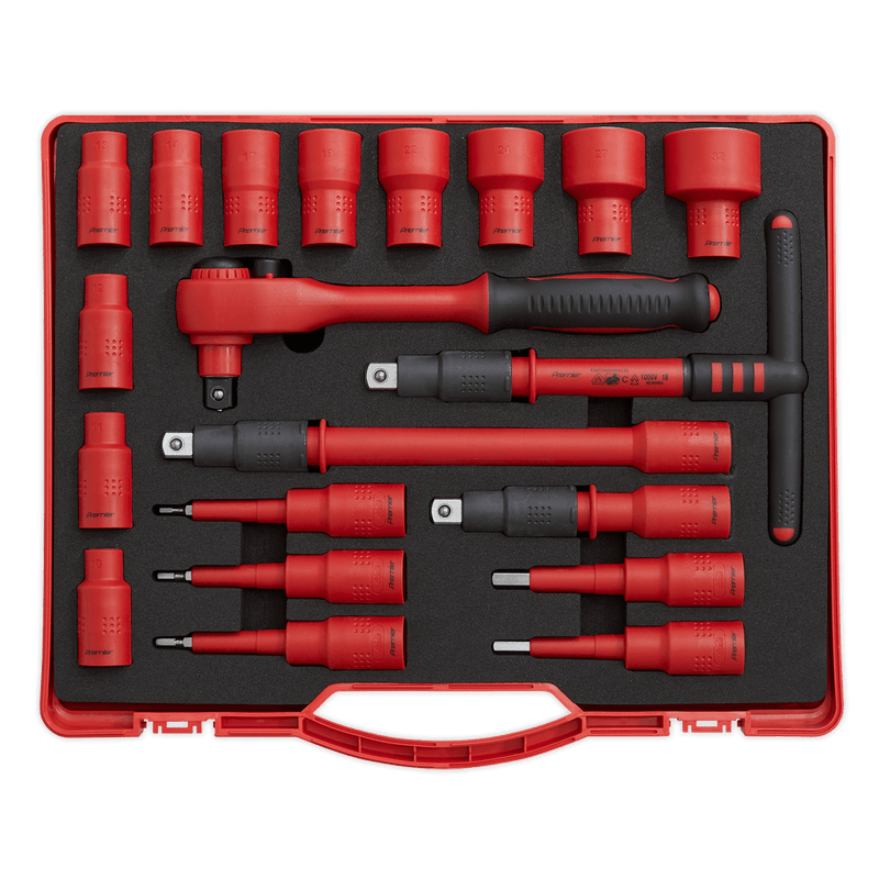 Sealey Socket Sets 20pc 1/2"Sq Drive Insulated Socket Set - VDE Approved-AK7941 5051747690257 AK7941 - Buy Direct from Spare and Square
