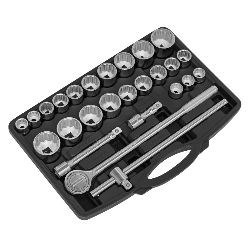 Sealey Socket Sets 26pc 3/4"Sq Drive 12-point WallDrive® Socket Set - Metric/Imperial-AK2582 5054630190490 AK2582 - Buy Direct from Spare and Square