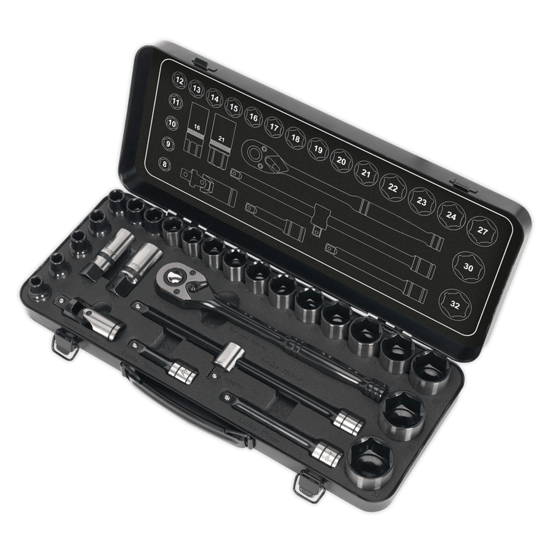 Sealey Socket Sets 28pc 1/2"Sq Drive Socket Set - Black Series-AK7972 5054511089295 AK7972 - Buy Direct from Spare and Square