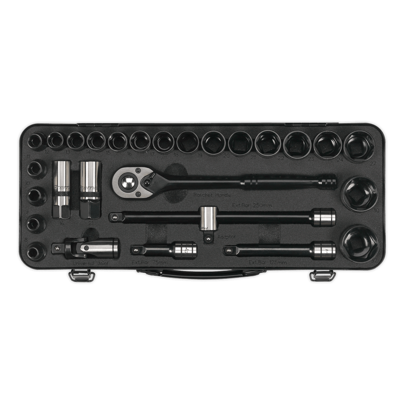 Sealey Socket Sets 28pc 1/2"Sq Drive Socket Set - Black Series-AK7972 5054511089295 AK7972 - Buy Direct from Spare and Square