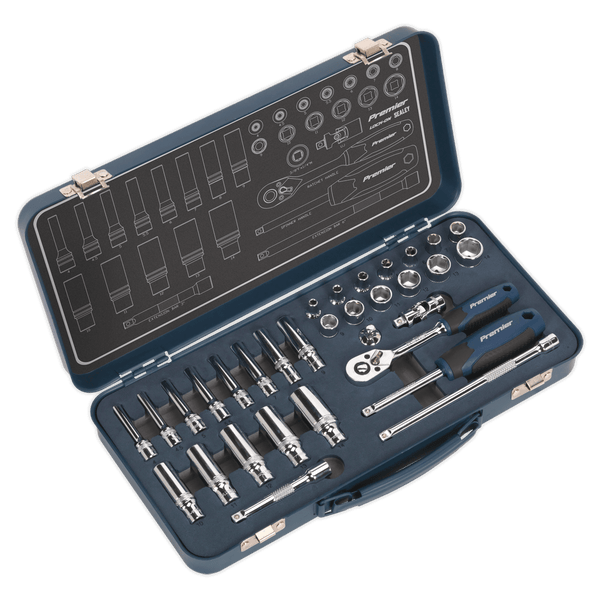 Sealey Socket Sets 32pc 1/4"Sq Drive Lock-On™ Socket Set-AK27480 5054511139303 AK27480 - Buy Direct from Spare and Square