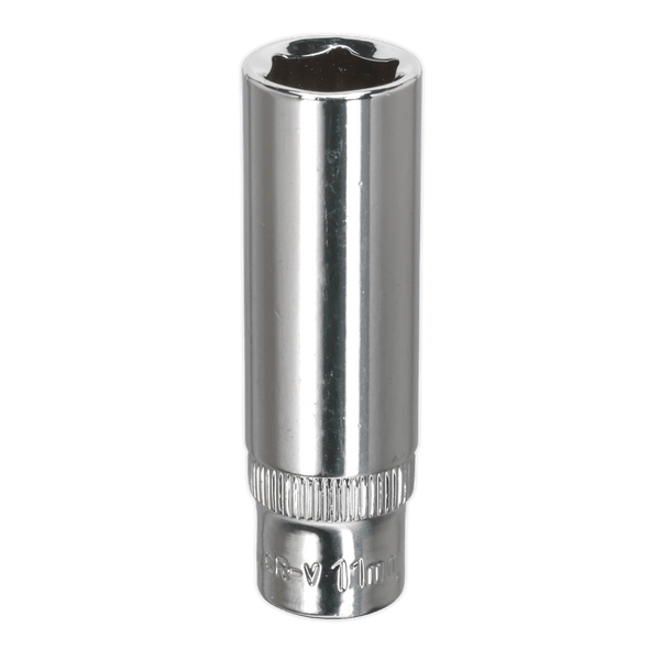 Sealey Sockets Individual 11mm 1/4"Sq Drive Fully Polished Deep WallDrive® Socket-SP1411D 5051747360976 SP1411D - Buy Direct from Spare and Square