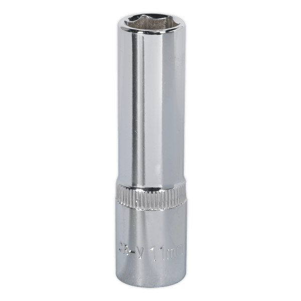 Sealey Sockets Individual 11mm Deep 3/8"Sq Drive Fully Polished WallDrive® Socket-SP3811D 5051747360525 SP3811D - Buy Direct from Spare and Square