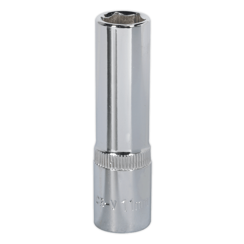 Sealey Sockets Individual 11mm Deep 3/8"Sq Drive Fully Polished WallDrive® Socket-SP3811D 5051747360525 SP3811D - Buy Direct from Spare and Square