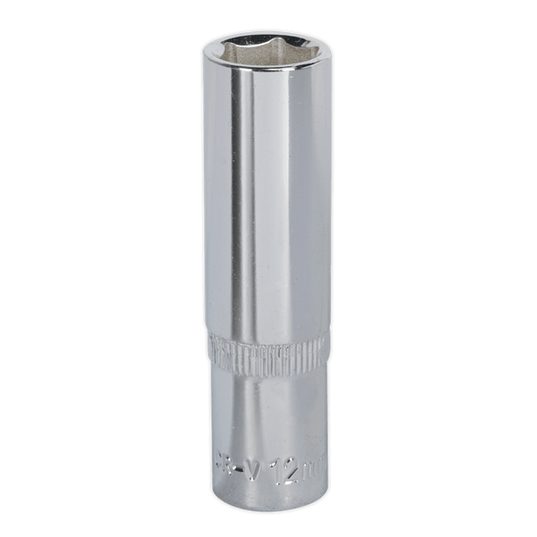 Sealey Sockets Individual 12mm 3/8"Sq Drive Fully Polished Deep WallDrive® Socket-SP3812D 5051747360549 SP3812D - Buy Direct from Spare and Square