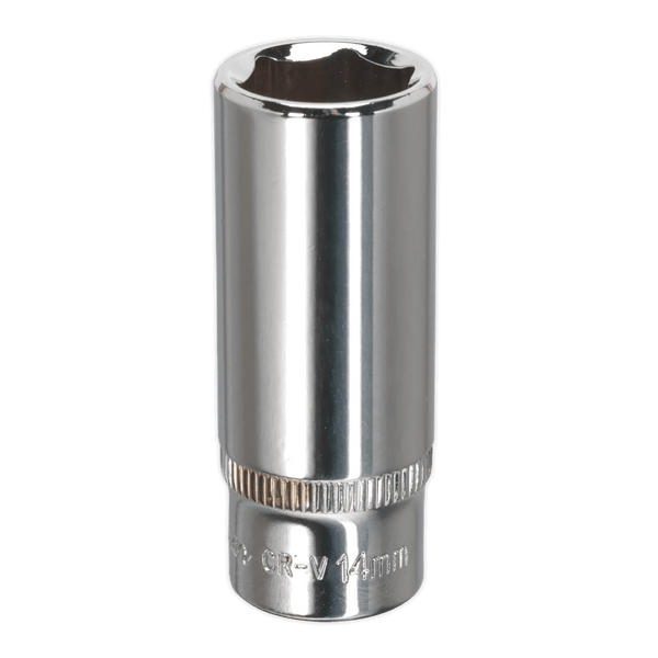 Sealey Sockets Individual 14mm 1/4"Sq Drive Fully Polished Deep WallDrive® Socket-SP1414D 5051747361041 SP1414D - Buy Direct from Spare and Square