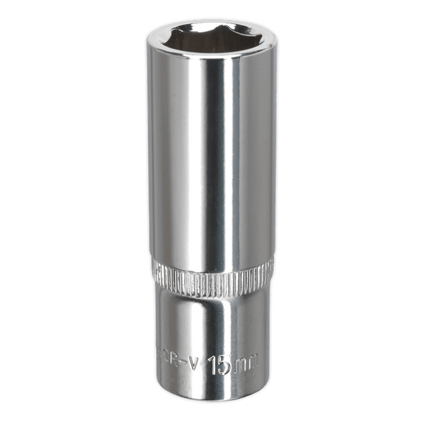 Sealey Sockets Individual 15mm 3/8"Sq Drive Fully Polished Deep WallDrive® Socket-SP3815D 5054511354584 SP3815D - Buy Direct from Spare and Square