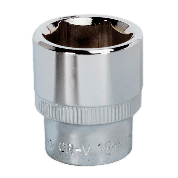 Sealey Sockets Individual 18mm 3/8"Sq Drive Fully Polished WallDrive® Socket-SP3818 5051747360723 SP3818 - Buy Direct from Spare and Square