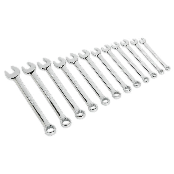 Sealey Spanner Sealey Premier 12 Piece, Chrome, Metric Combination Spanner Set - Lifetime Guarantee AK63012 - Buy Direct from Spare and Square