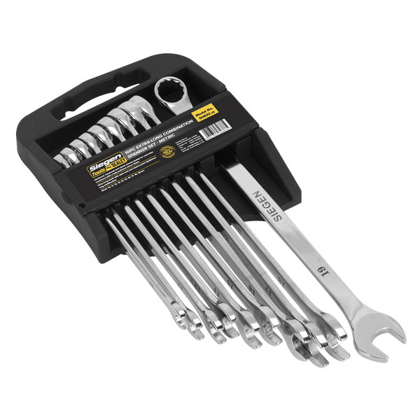 Sealey Spanners 10pc Extra-Long Combination Spanner Set-S0832 5051747348875 S0832 - Buy Direct from Spare and Square