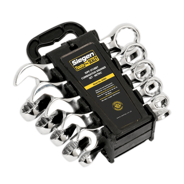 Sealey Spanners 10pc Stubby Combination Spanner Set-S0561 5024209802345 S0561 - Buy Direct from Spare and Square