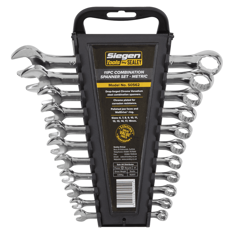 Sealey Spanners 11pc Combination Spanner Set-S0562 5024209802529 S0562 - Buy Direct from Spare and Square