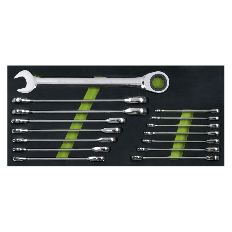 Sealey Spanners 15pc Combination Ratchet Spanner Set-S01247 5054630106156 S01247 - Buy Direct from Spare and Square