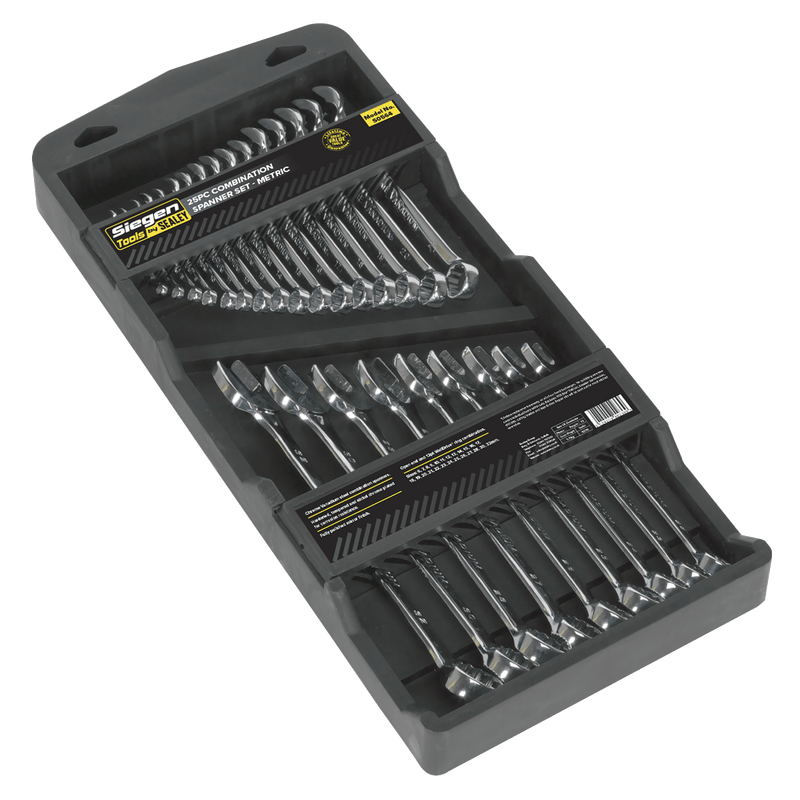 Sealey Spanners 25pc Combination Spanner Set-S0564 5024209802369 S0564 - Buy Direct from Spare and Square