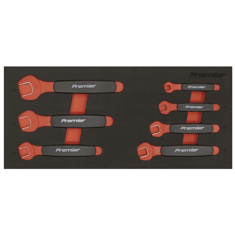 Sealey Spanners 7pc Insulated Open-End Spanner Set with Tool Tray - VDE Approved-TBTE03 5054630244575 TBTE03 - Buy Direct from Spare and Square