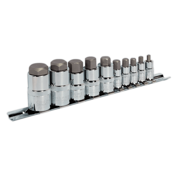 Sealey Specialised Bits & Sockets 10pc 1/4", 3/8" & 1/2"Sq Drive Hex Socket Bit Set - Stubby-AK6229 5051747630482 AK6229 - Buy Direct from Spare and Square