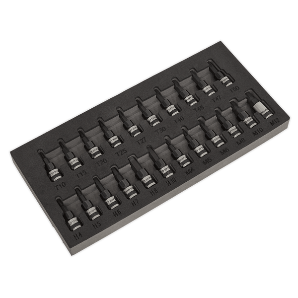 Sealey Specialised Bits & Sockets 22pc 3/8"Sq Drive TRX-Star*/Hex/Spline Socket Bit Set - Black Series-AK7985 5054511267495 AK7985 - Buy Direct from Spare and Square