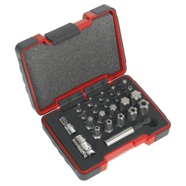 Sealey Specialised Bits & Sockets 23pc 1/4" & 3/8"Sq Drive TRX-P* & Security TRX-TS* Bit Set-AK6226 5051747594296 AK6226 - Buy Direct from Spare and Square