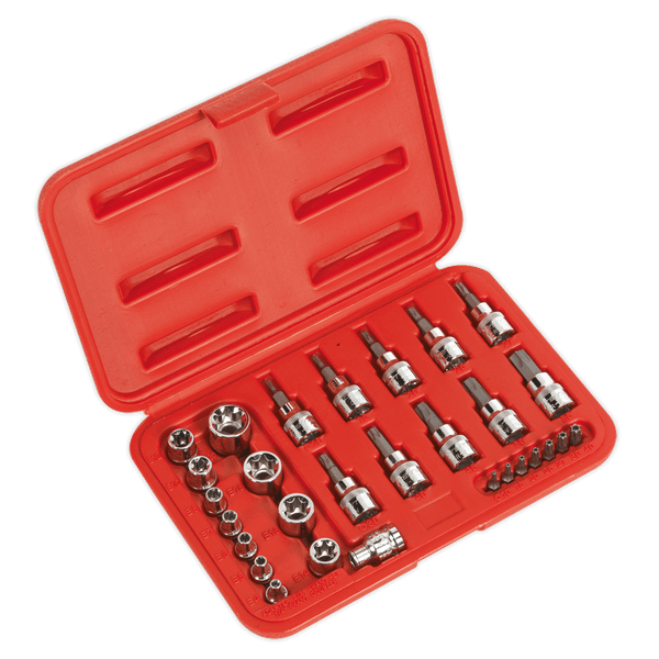 Sealey Specialised Bits & Sockets 29pc 1/4" & 3/8"Sq Drive TRX-Star* Socket & Security Bit Set-AK6193 5024209555180 AK6193 - Buy Direct from Spare and Square