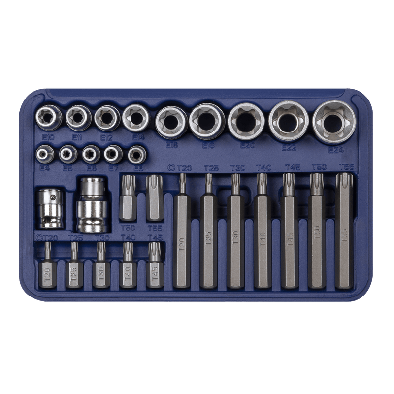 Sealey Specialised Bits & Sockets 30pc 1/4", 3/8" & 1/2"Sq Drive TRX-Star* Socket & Bit Set-AK619 5024209215329 AK619 - Buy Direct from Spare and Square