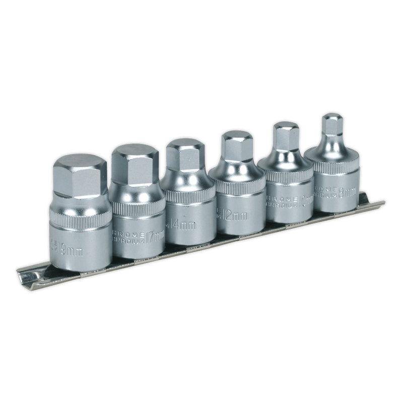 Sealey Specialised Bits & Sockets 6pc 1/2"Sq Drive Stubby Hex Socket Bit Set-AK6561 5024209038898 AK6561 - Buy Direct from Spare and Square