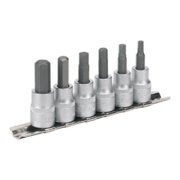 Sealey Specialised Bits & Sockets 6pc 3/8"Sq Drive Hex Key Socket Bit Set-AK656 5024209274135 AK656 - Buy Direct from Spare and Square