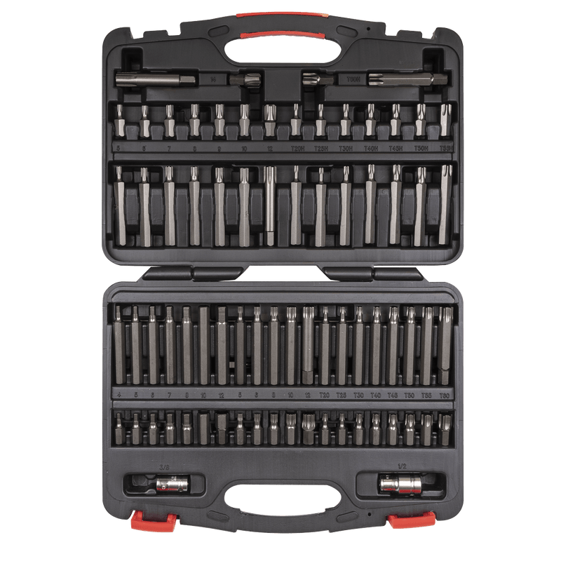 Sealey Specialised Bits & Sockets 74pc 3/8" & 1/2"Sq Drive TRX-Star*/Security TRX-Star*/Hex/Ribe/Spline Bit Set-AK21974P 5054511798340 AK21974P - Buy Direct from Spare and Square
