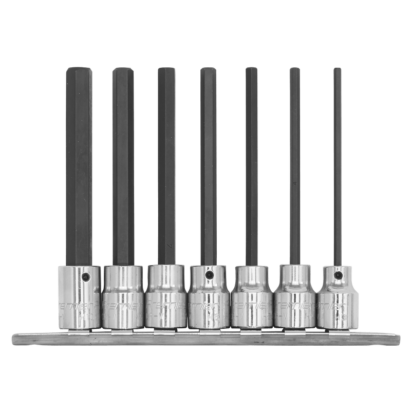 Sealey Specialised Bits & Sockets 7pc 3/8"Sq Drive 110mm Hex Socket Bit Set-AK62254 5051747693425 AK62254 - Buy Direct from Spare and Square