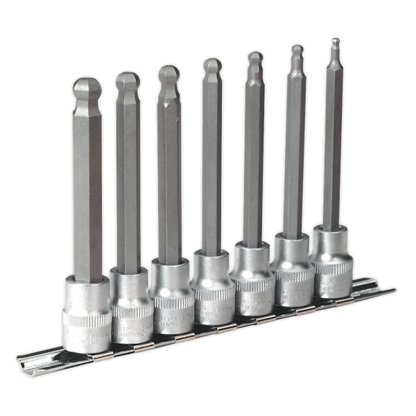 Sealey Specialised Bits & Sockets 7pc 3/8"Sq Drive Ball-End Hex Socket Bit Set-AK6212 5024209354509 AK6212 - Buy Direct from Spare and Square