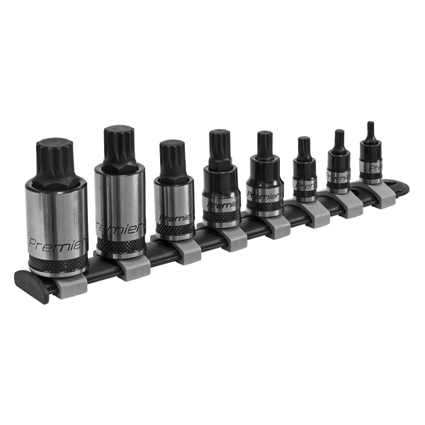 Sealey Specialised Bits & Sockets 8pc 1/4", 3/8" & 1/2"Sq Drive Spline Socket Bit Set - Black Series-AK6214B 5054511267433 AK6214B - Buy Direct from Spare and Square