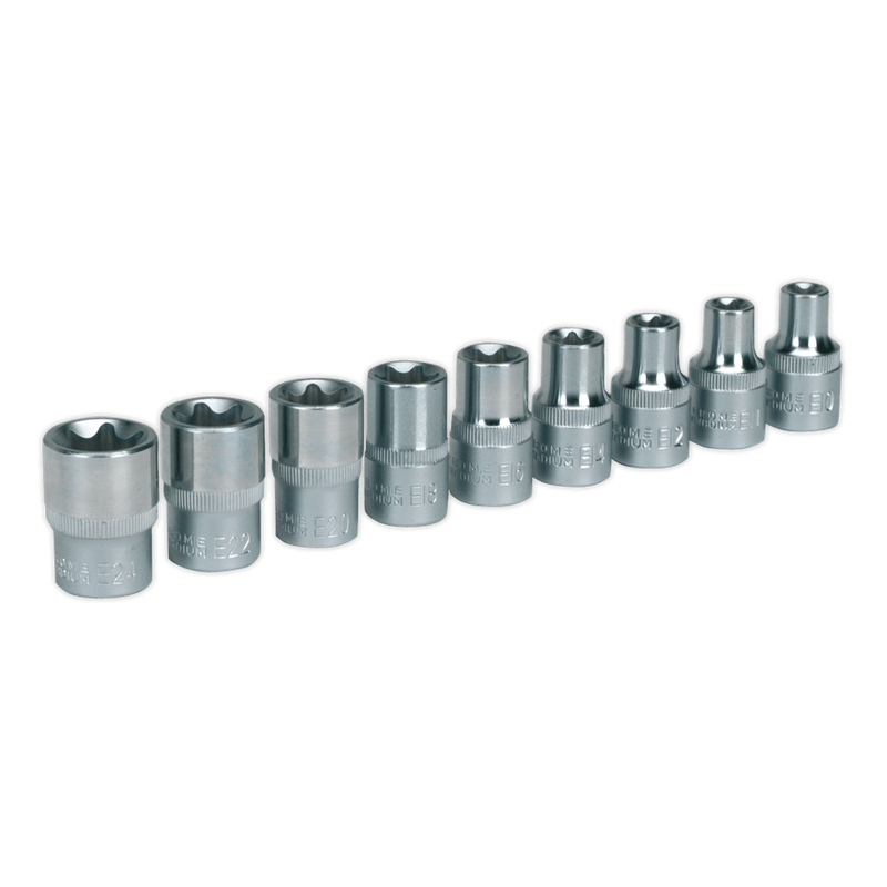 Sealey Specialised Bits & Sockets 9pc 1/2"Sq Drive TRX-Star* Female Socket Set - E10-E24-AK230 5024209096386 AK230 - Buy Direct from Spare and Square
