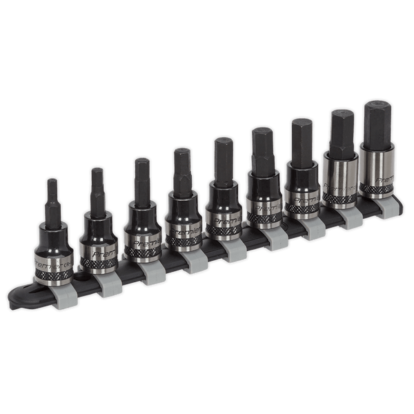 Sealey Specialised Bits & Sockets 9pc 3/8"Sq Drive Hex Key Socket Bit Set - Black Series-AK7986 5054511393385 AK7986 - Buy Direct from Spare and Square