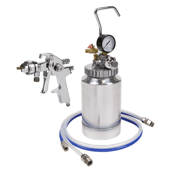 Sealey Spray Guns HVLP Pressure Pot System with Spray Gun & Hoses 1.7mm Set-Up-HVLP-79/P 5054630100185 HVLP-79/P - Buy Direct from Spare and Square