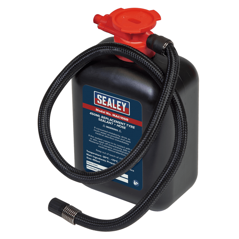Sealey Steering, Hub & Suspension 450ml Replacement Tyre Sealant & Hose-MAC10SR 5054511759556 MAC10SR - Buy Direct from Spare and Square