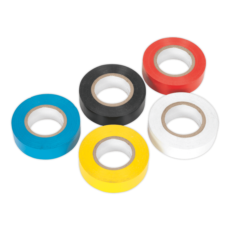 Sealey Tapes 19mm x 20m PVC Insulating Tape - Mixed Colours - Pack of 10-ITMIX10 5054511013139 ITMIX10 - Buy Direct from Spare and Square
