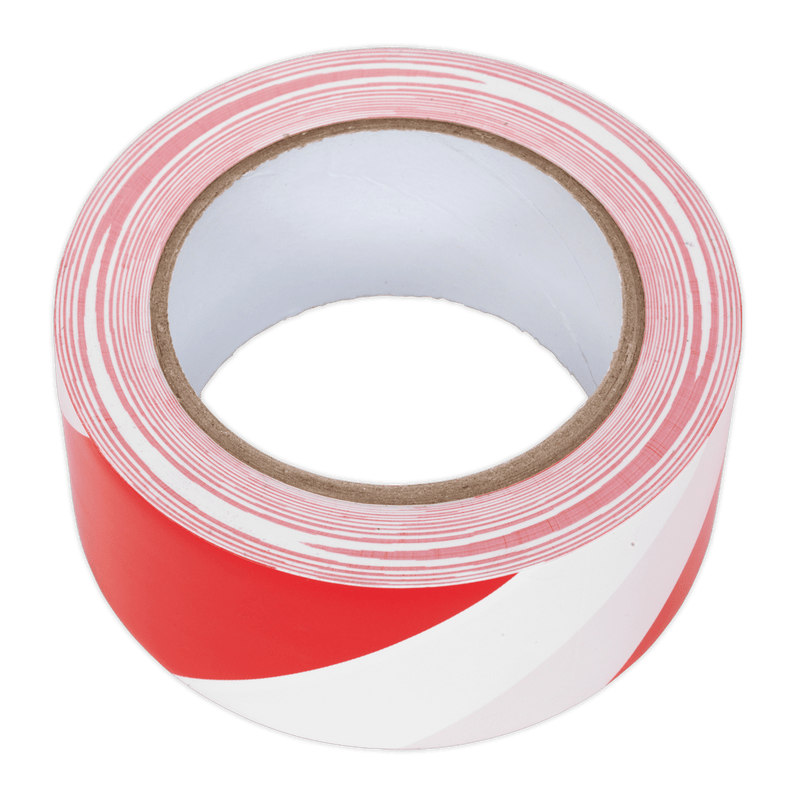 Sealey Tapes 50mm x 33m Red/White Hazard Warning Tape-HWTRW 5054511045031 HWTRW - Buy Direct from Spare and Square