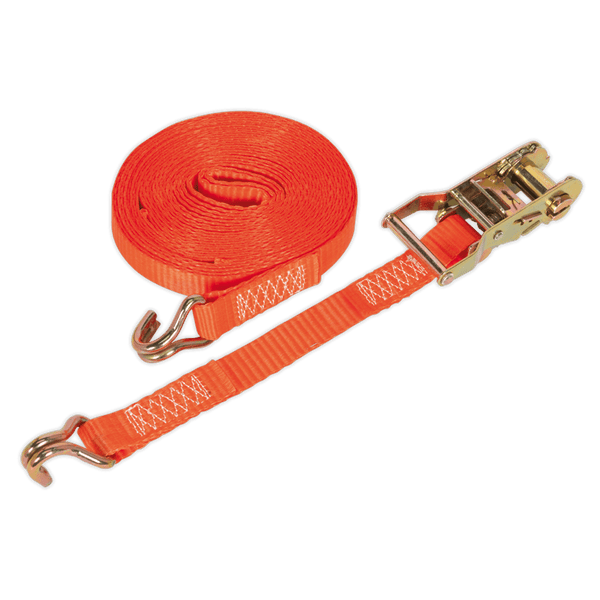 Sealey Tie Downs 25mm x 8m Polyester Webbing Ratchet Strap 1500kg Breaking Strength-TD1508J 5051747807242 TD1508J - Buy Direct from Spare and Square