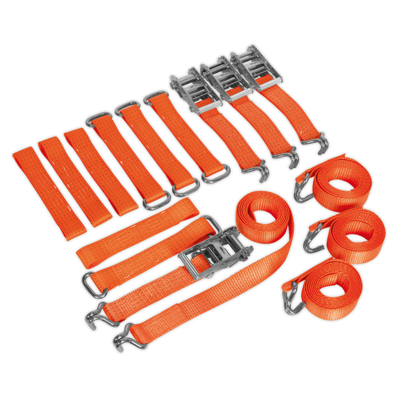 Sealey Tie Downs 4pc Car Transporter Ratchet Strap Kit-TDRWKIT 5051747807501 TDRWKIT - Buy Direct from Spare and Square