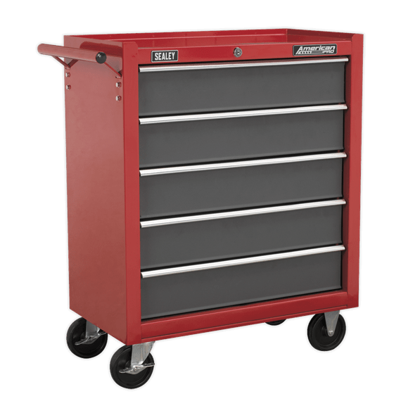 Sealey Tool Chest Sealey American Pro Rollcab 5 Drawer With Ball Bearing Slides In Red / Grey AP22505BB - Buy Direct from Spare and Square