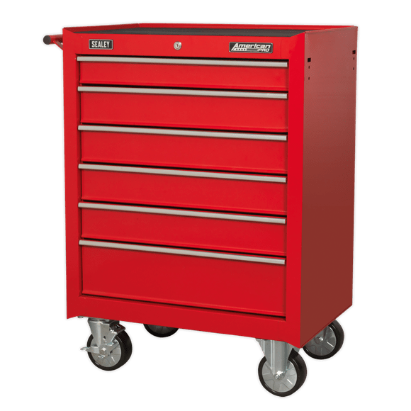 Sealey Tool Chest Sealey American Pro Rollcab 6 Drawer With Ball-Bearing Slides In Red AP226 - Buy Direct from Spare and Square
