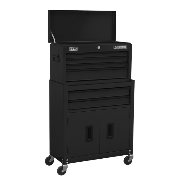 Sealey Tool Chests 6 Drawer Topchest & Rollcab Combination with Ball-Bearing Slides - Black-AP22BK 5054630142611 AP22BK - Buy Direct from Spare and Square